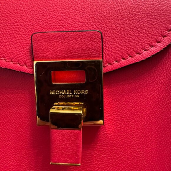 Michael Kors Collection Large Bancroft Satchel Hot Pink - Picture 2 of 7